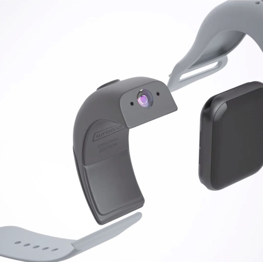 Wristcam 由雙鏡頭模組和矽膠錶帶組成,嵌在 Apple Watch 之上。